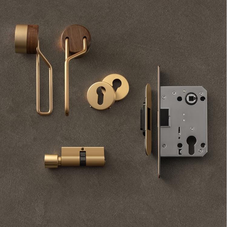 High-end Brass Black Walnut Door Lock Creative Door Handle Interior Mute Door Lock