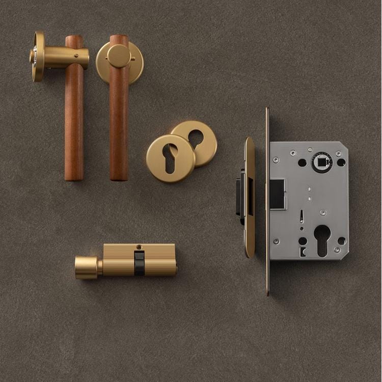 Pure Copper Door Lock Wooden Door Handle Mute Gate Lock Door Hardware