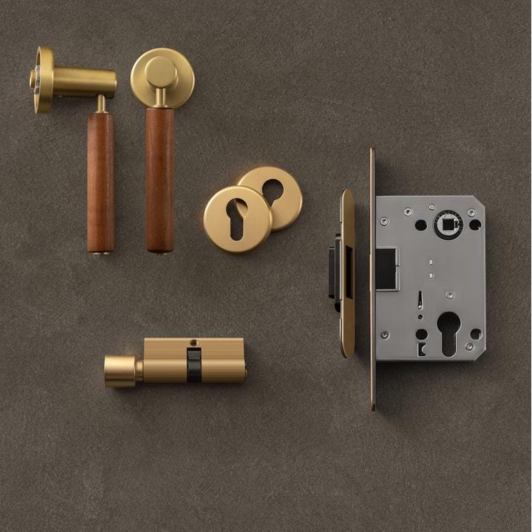 Soild Brass Mute Door Lock Black Walnut Door Lock Handle Anti-theft Gate Lock