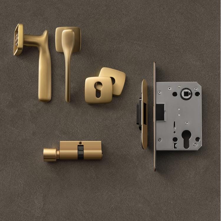 Villa Brass Door Lock Indoor Bedroom Door Lock Modern French Style Door Handle Set