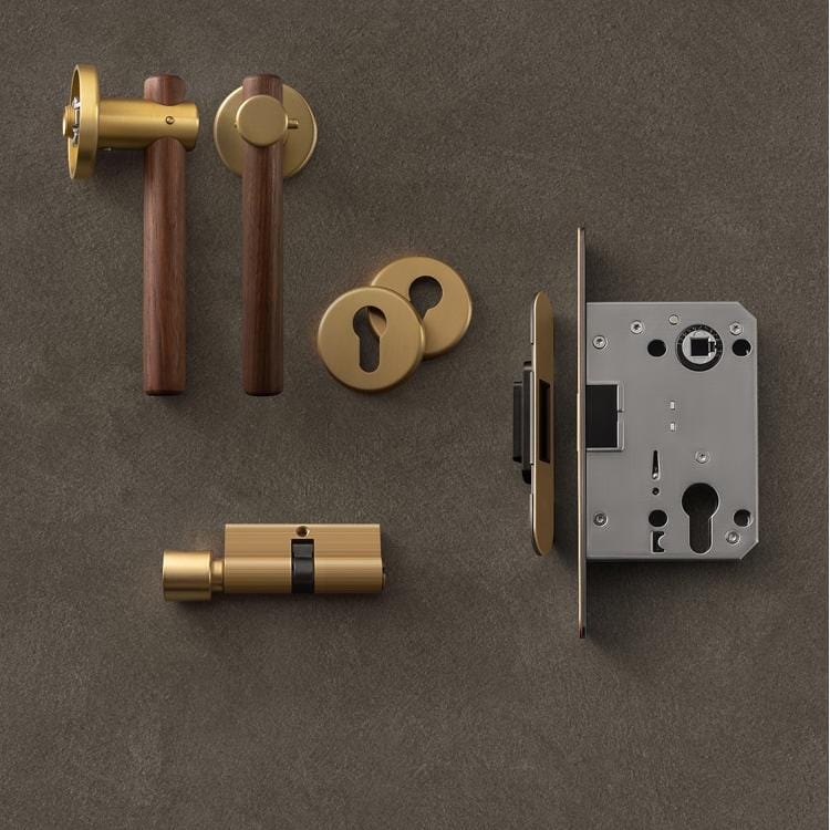 Pure Copper Door Lock Wooden Door Handle Mute Gate Lock Door Hardware