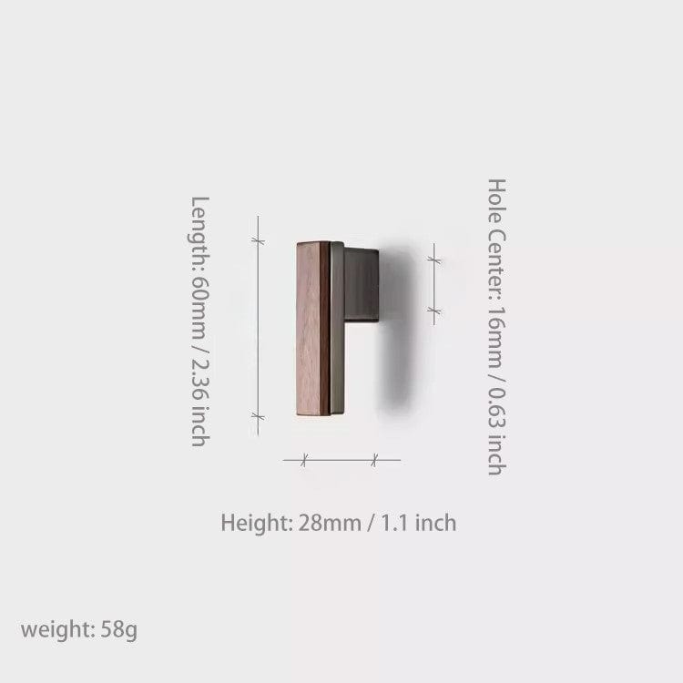 Goo-Ki 0.63'' Hole Center / 2 Pack Solid Wood Cabinet Handle Black Walnut Wardrobe Cupboard Pull