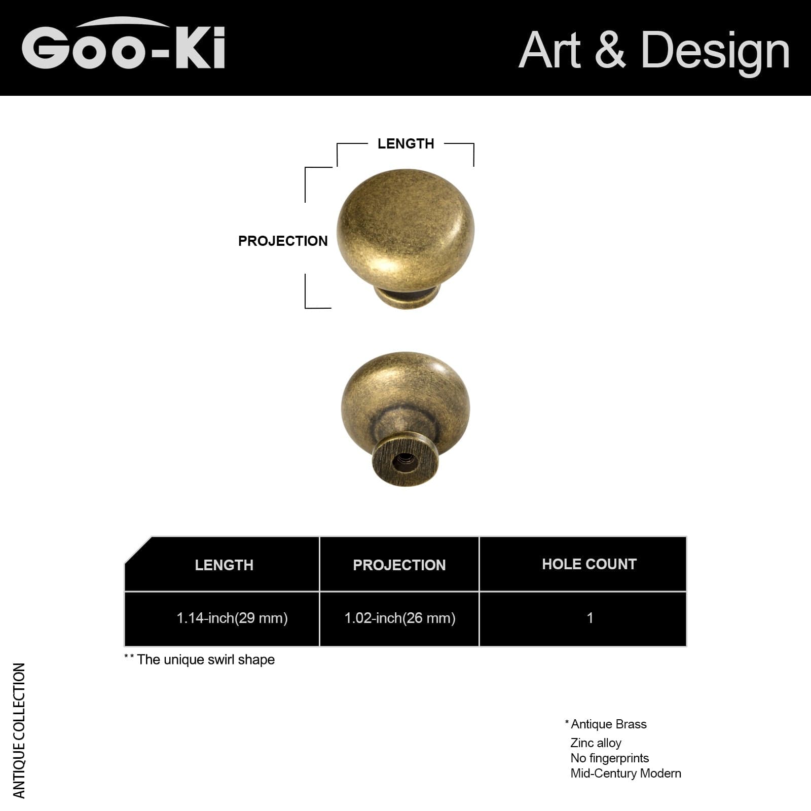 Goo-Ki 1.14" Diameter Mushroom Knob