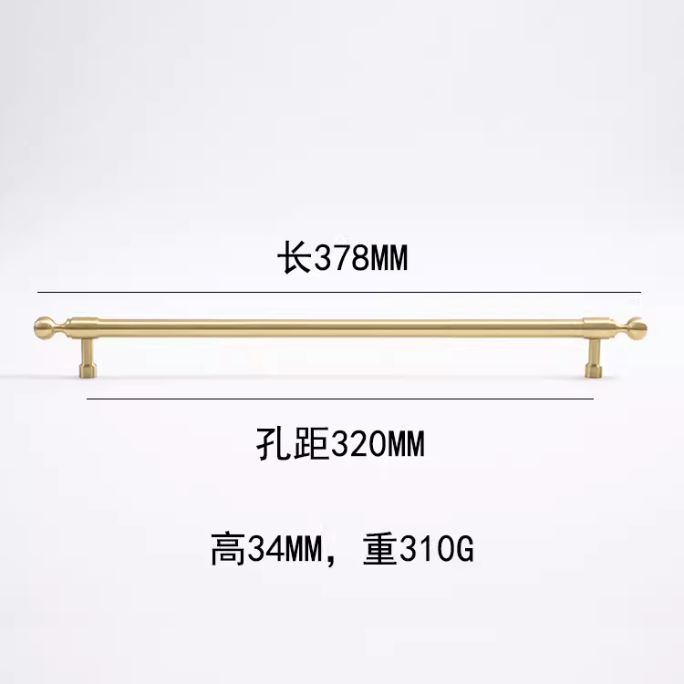 Goo-Ki 12.6'' Hole Center / 2 Pack French Light Luxury Wardrobe Solid Brass Handle Golden Strip Cabinet Handle