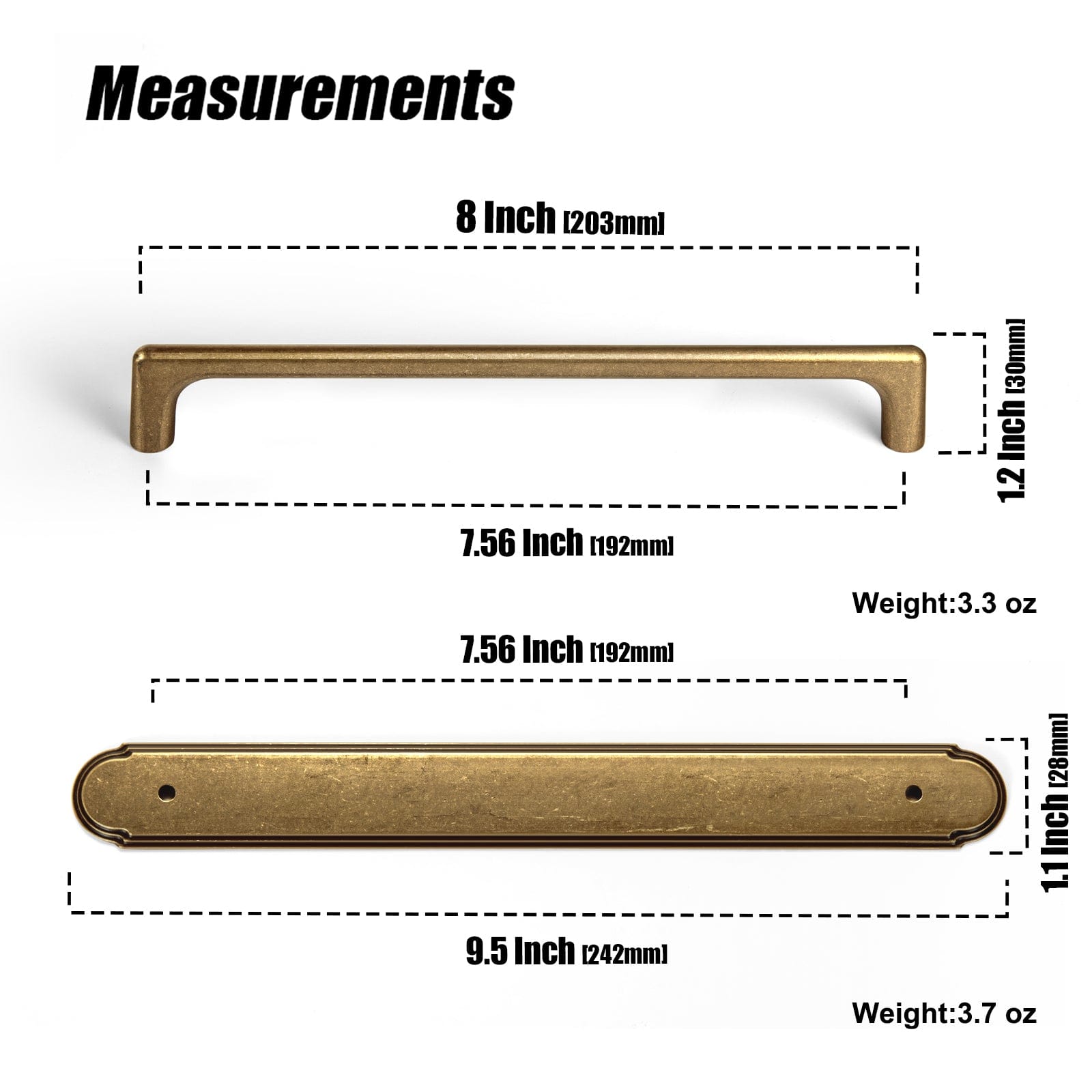 Goo-Ki 2 Pack Cabinet Pulls with Oval-shaped Back Plate Zinc Alloy Cabinet Handle with Long Back Plate G014