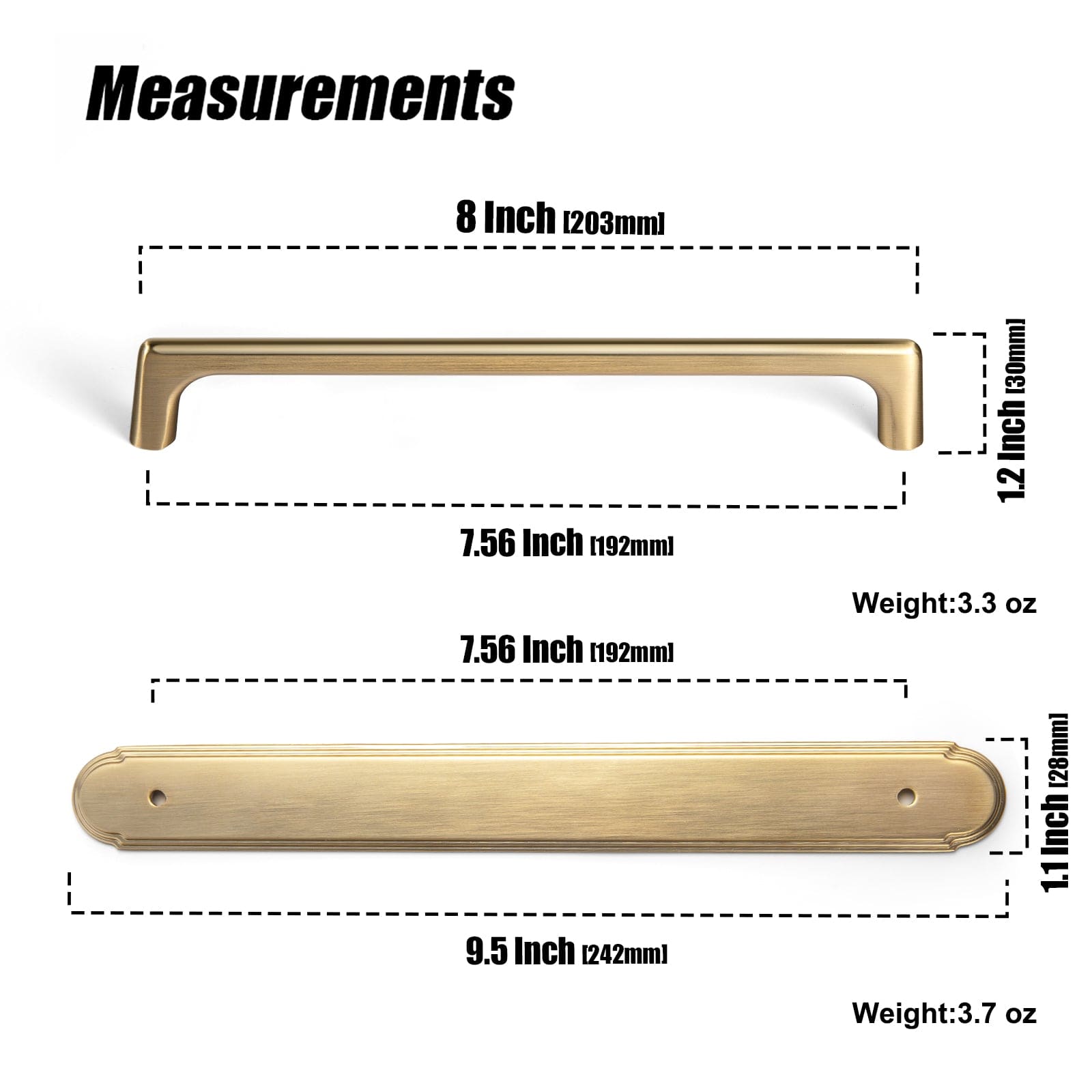 Goo-Ki 2 Pack Cabinet Pulls with Oval-shaped Back Plate Zinc Alloy Cabinet Handle with Long Back Plate G014