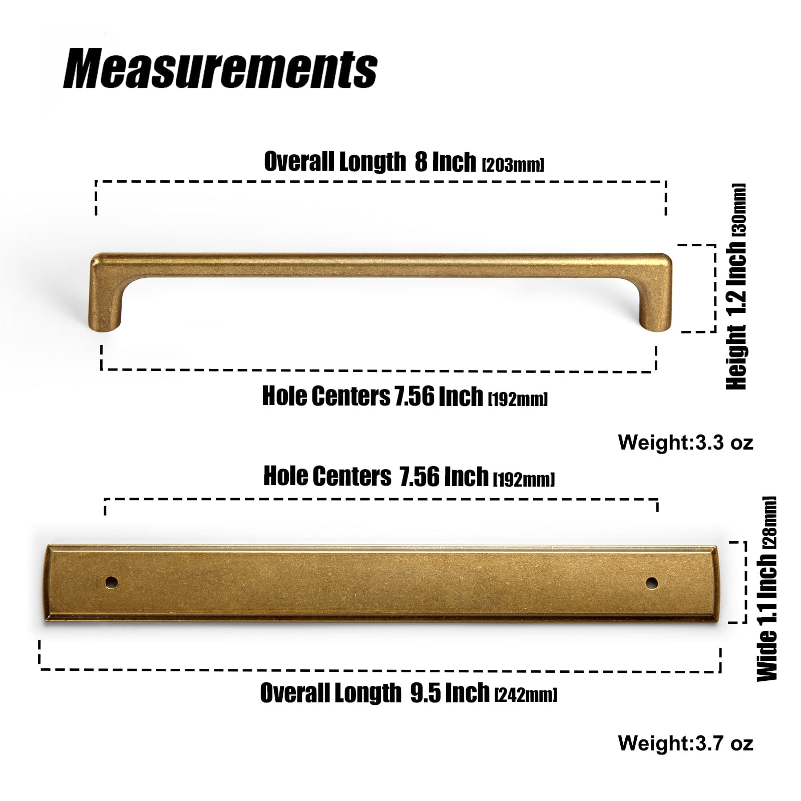 Goo-Ki 2 Pack Cabinet Pulls with Rectangular Back Plate Zinc Alloy Cabinet Handle with Long Back Plate G011