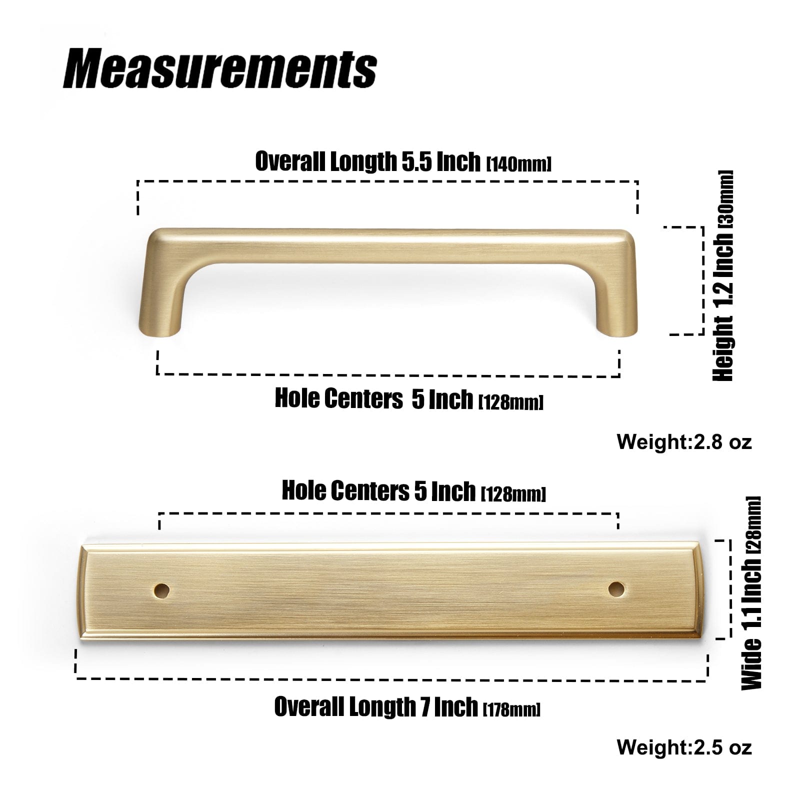 Goo-Ki 2 Pack Cabinet Pulls with Rectangular Back Plate Zinc Alloy Cabinet Handle with Long Back Plate G011