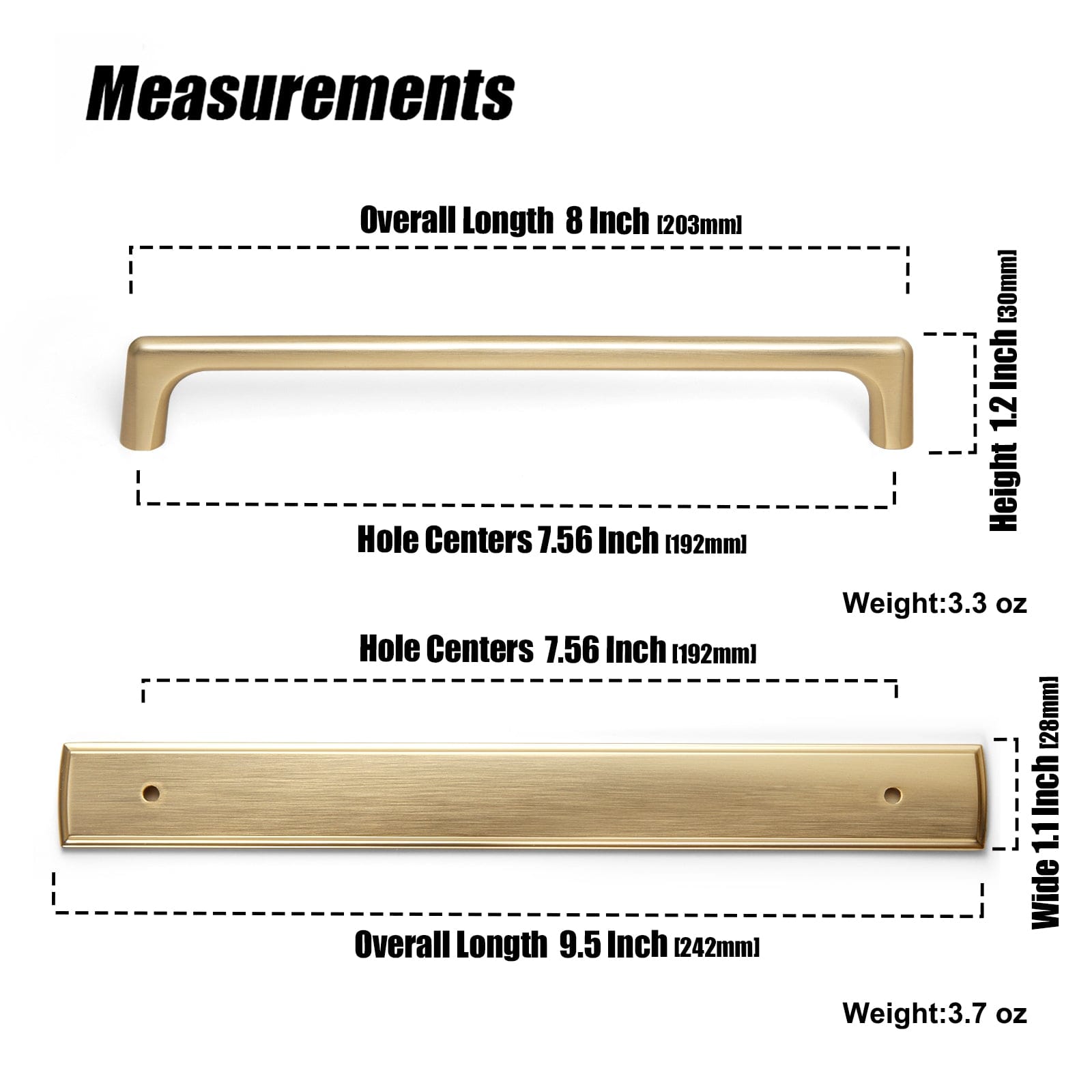 Goo-Ki 2 Pack Cabinet Pulls with Rectangular Back Plate Zinc Alloy Cabinet Handle with Long Back Plate G011