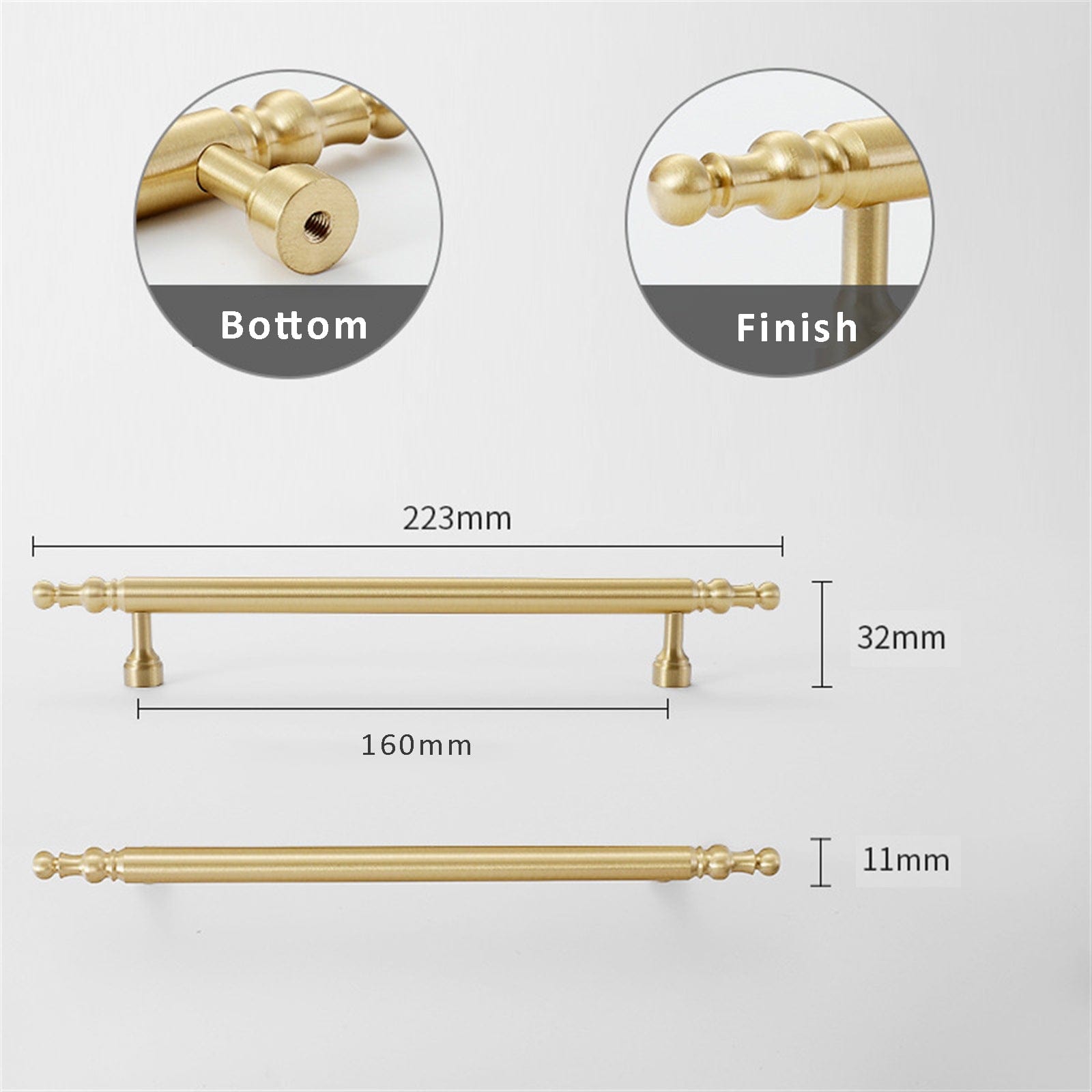 Goo-Ki 6.3'' Hole Center / 1 Pack French Style Luxury Solid Copper Handle Drawer T Bar Pull Stain Brass Furniture Handle