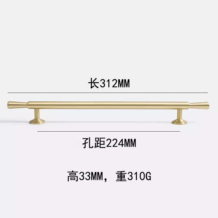 Goo-Ki 8.8'' Hole Center / 2 Pack Scandinavian Minimalist Cabinet Drawer Pull Light Luxury Gold Solid Brass Long Handle