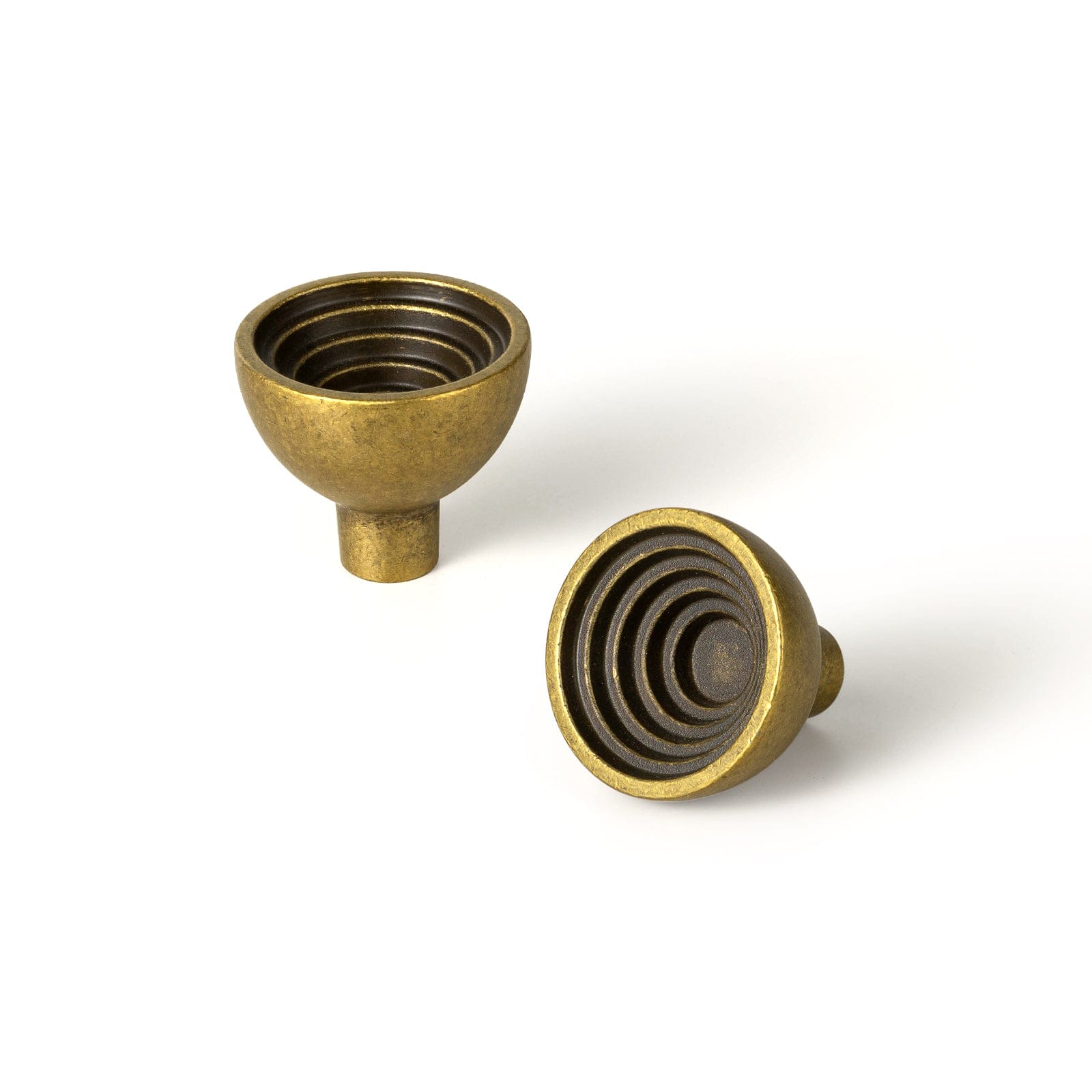 Goo-Ki Antique Brass / 1.2'' Knob / 6 Pack Stylish Retro Style Drawer Knobs with Unique Grooved Design Rustic Hardware Set