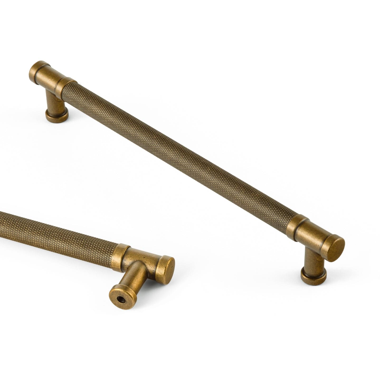 Goo-Ki Antique Brass / 7.6'' Hole Center / 6 Pack Knurled Metal Alloy Vintage Bronze Bar Pull Kitchen Hardware