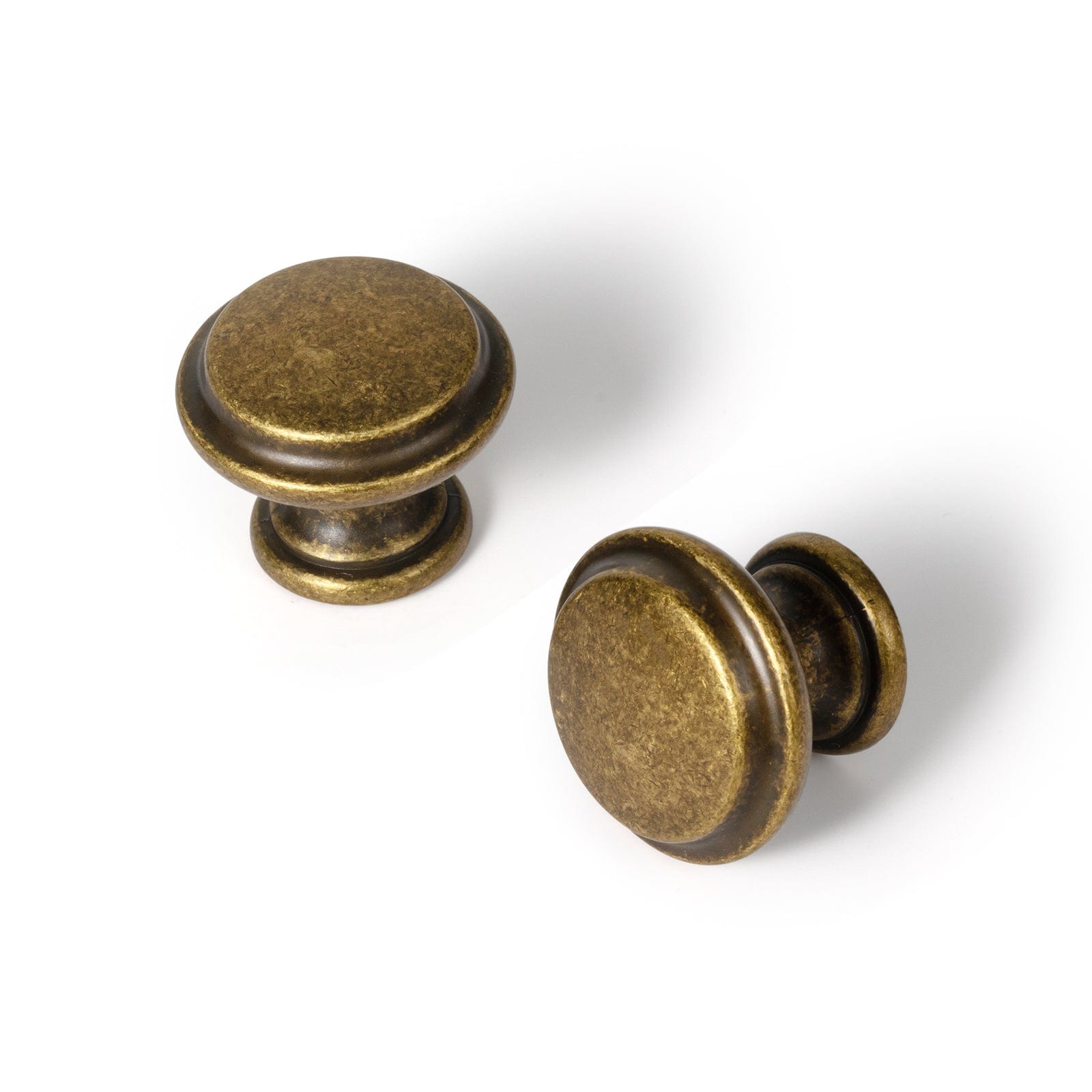 Goo-Ki Antique Brass / Knob / 12 Pack Retro Round Knob Button Shape Stylish Single Hole Cabinet Knobs Multipack