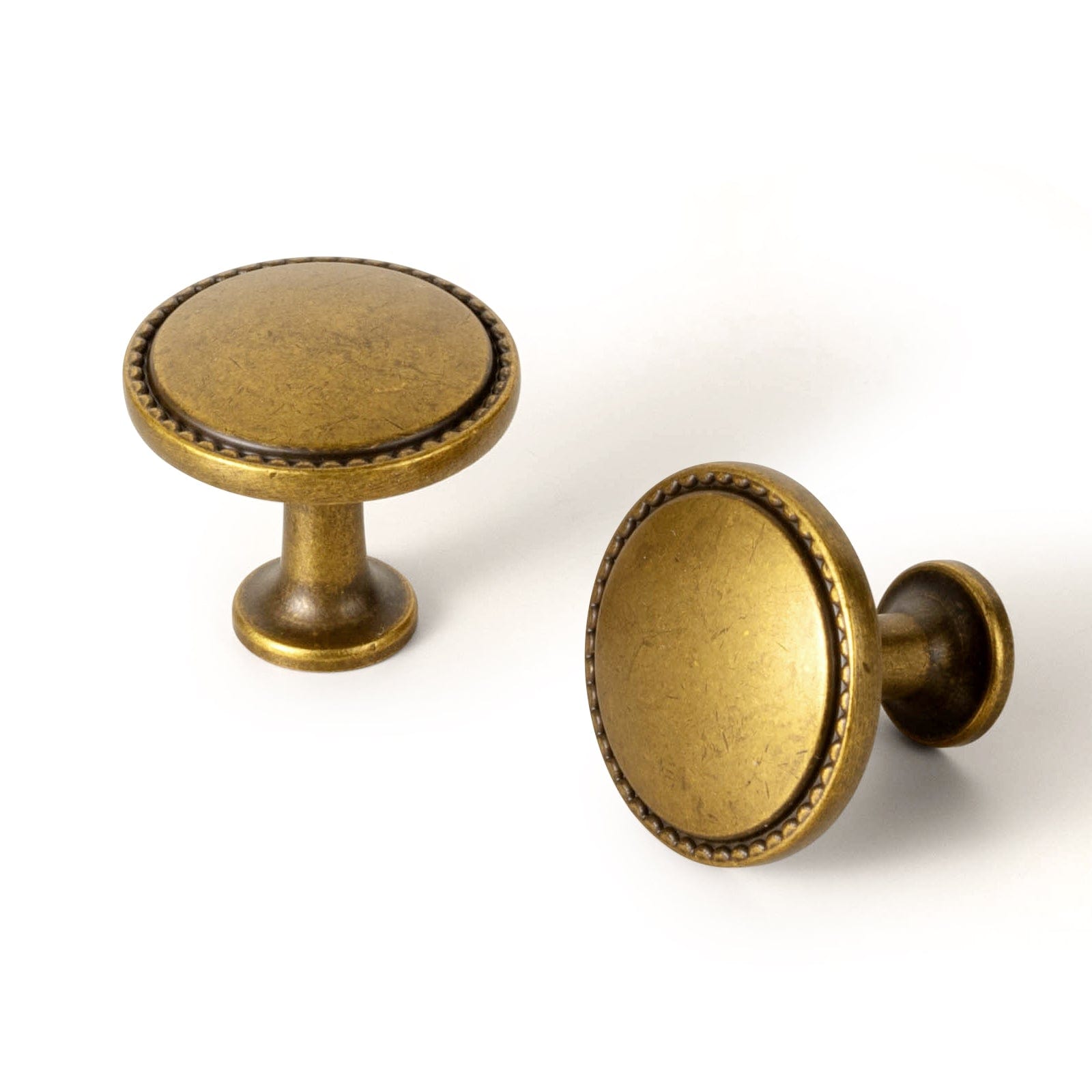 Goo-Ki Antique Brass / Knob / 6 Pack Classic Round Design Cabinet Knobs with Toothed Rim for Kitchen Drawers