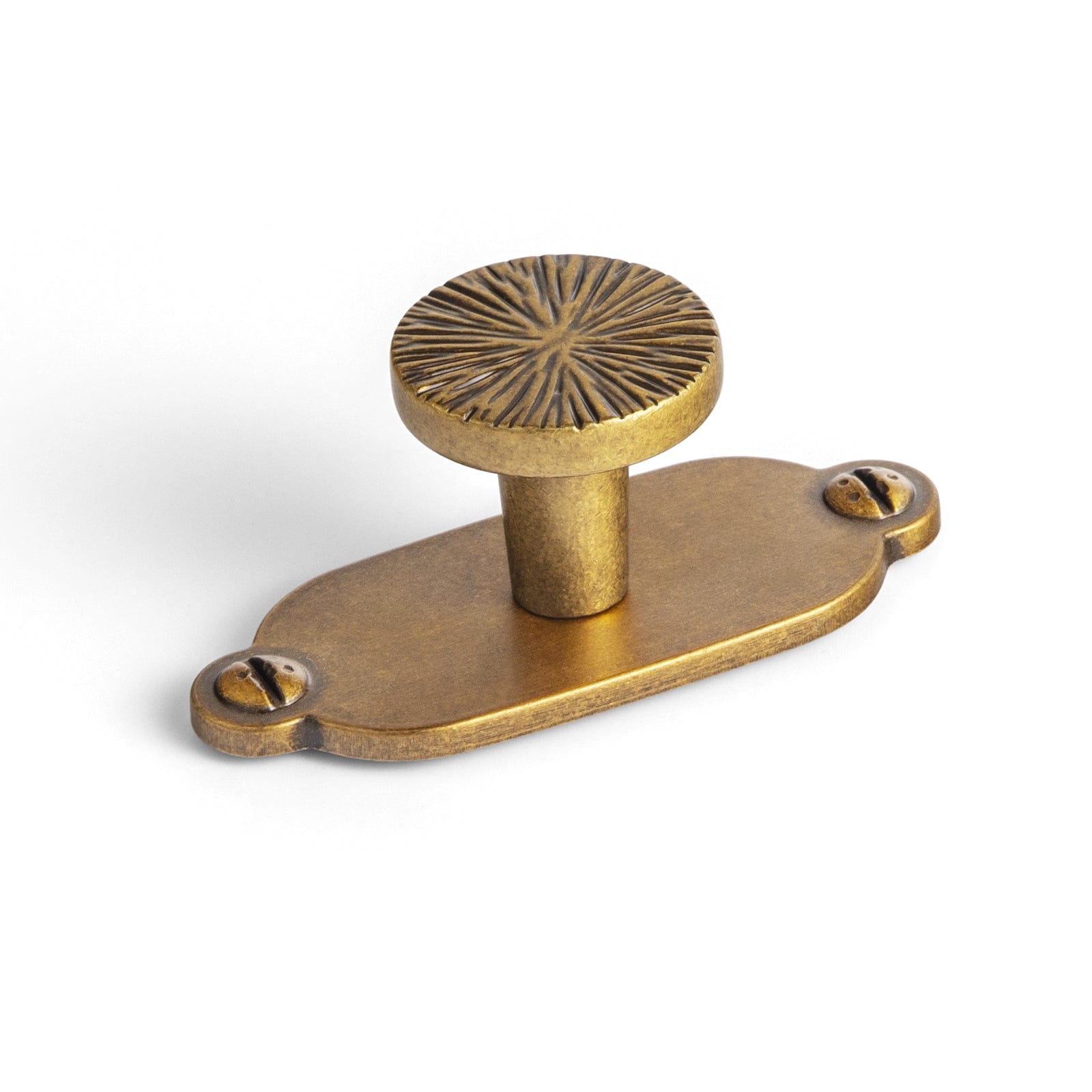 Goo-Ki Antique Brass / Knob With Back Plate / 6 Pack Striped Hammerline Cabinet Pulls Light Luxury Elegant Kitchen Hardware