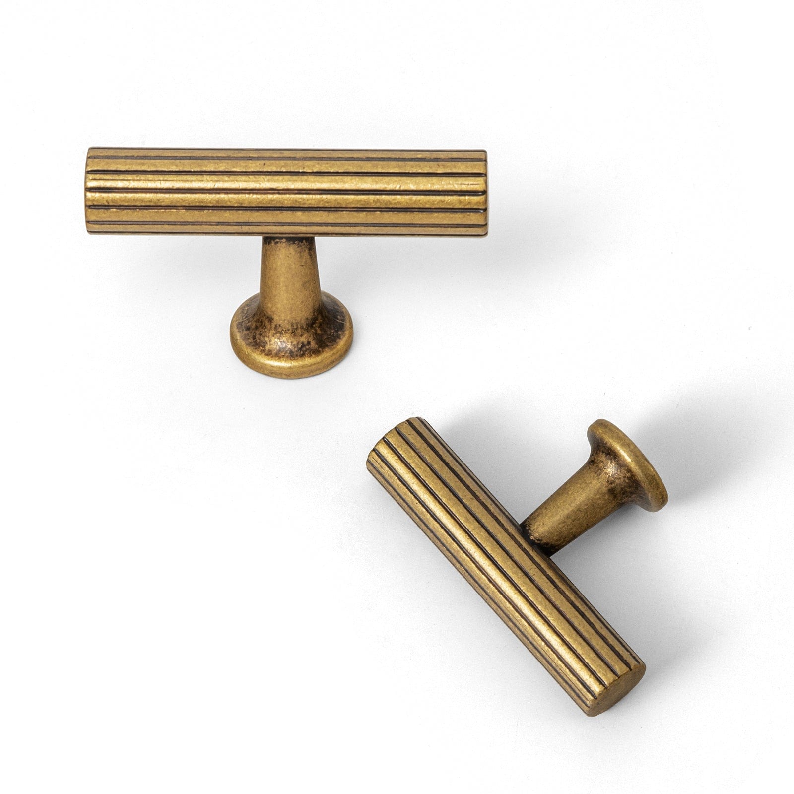 Goo-Ki Antique Brass / T Knob / 6 Pack Striped Decorations Cabinet Pull Retro Brass Cabinet Handles