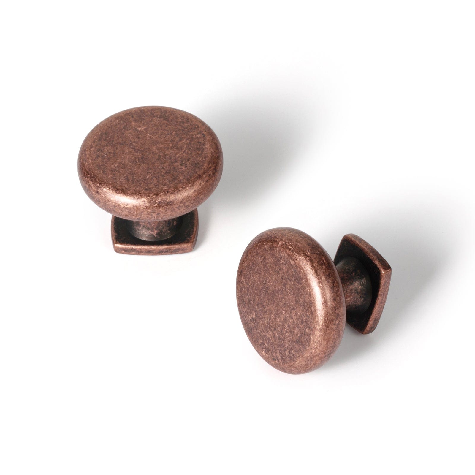 Goo-Ki Antique Copper / Knob / 12 Pack Flat Round Classic Knob with Square Base Retro Cabinet Single Hole Knobs Multipack