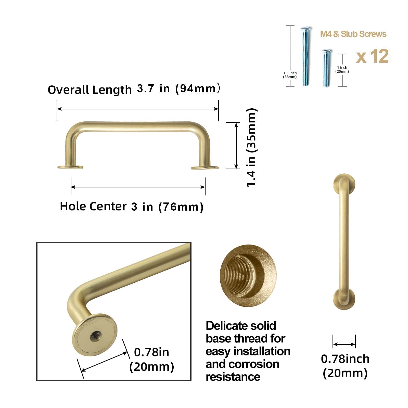 Goo-Ki Antique Drawer Pulls Solid Retro Bar Pull Furniture Hardware for Kitchen