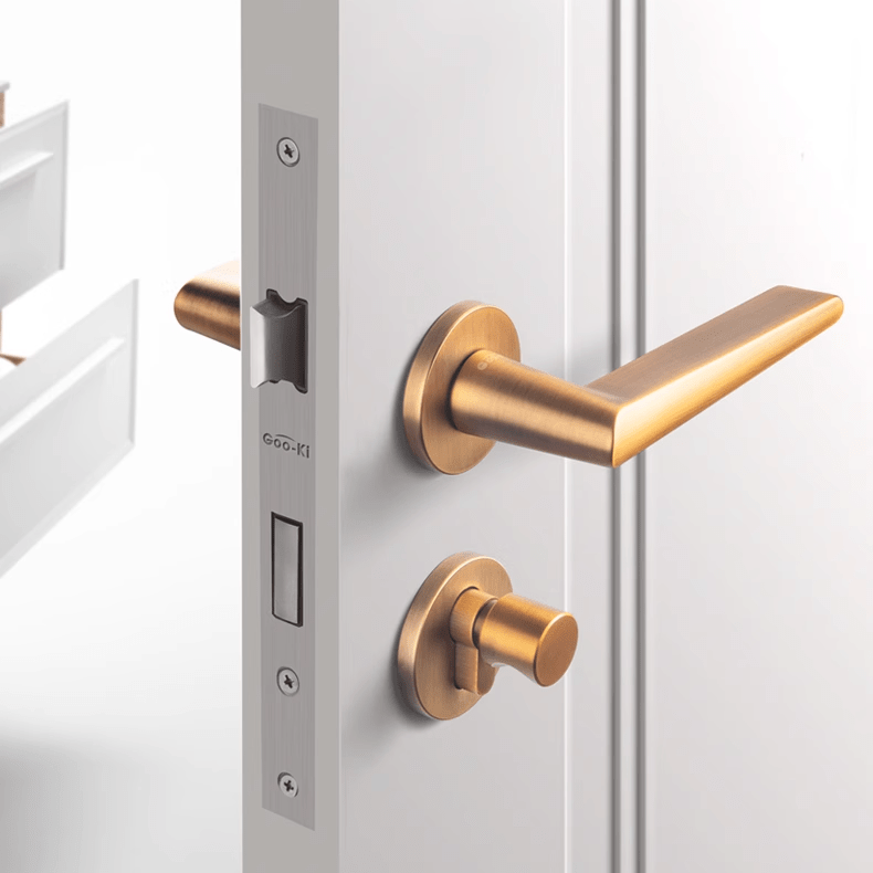 Goo-Ki Bronze Simple Universal Indoor Key Door Lock Security Door Handles