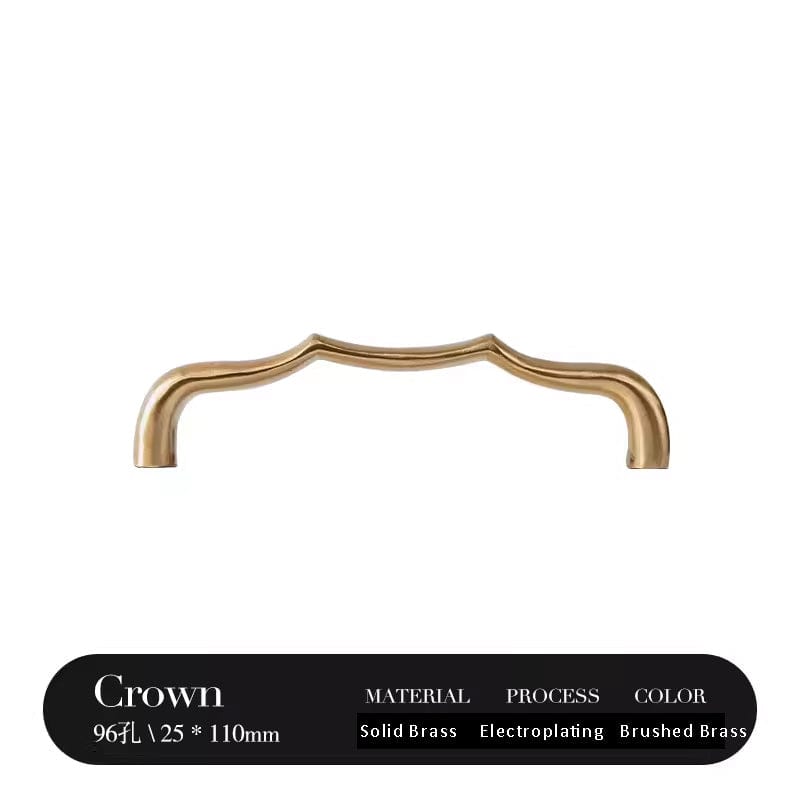 Goo-Ki Brushed Brass / 3.78'' Hole Center / 2 Pack Solid Brass Ripple Cabinet Handles Retro Bronze Drawer Pulls