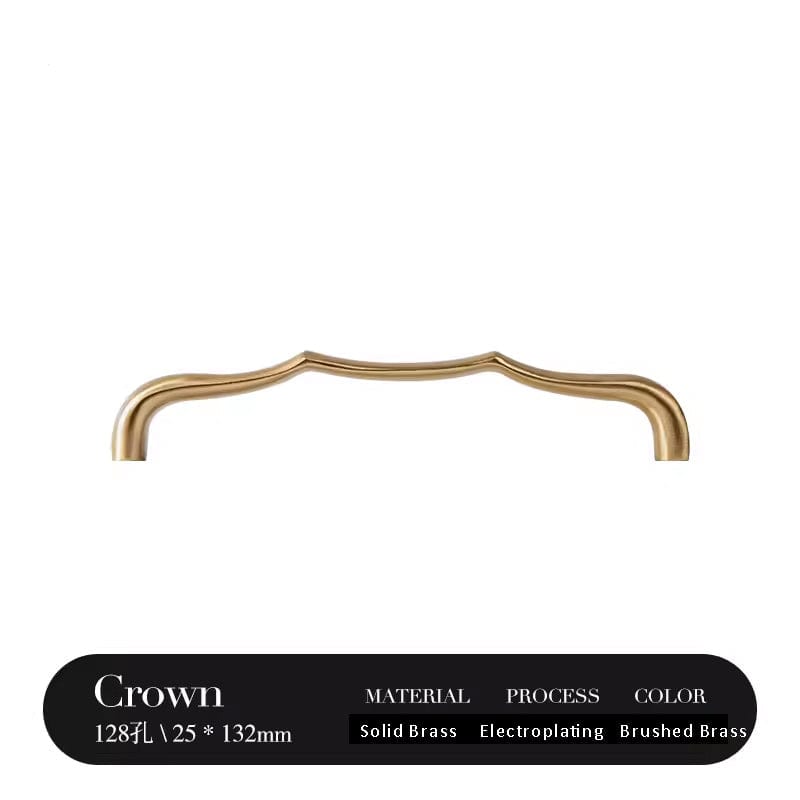 Goo-Ki Brushed Brass / 5'' Hole Center / 2 Pack Solid Brass Ripple Cabinet Handles Retro Bronze Drawer Pulls