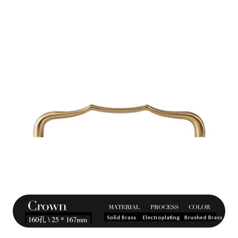 Goo-Ki Brushed Brass / 6.3'' Hole Center / 2 Pack Solid Brass Ripple Cabinet Handles Retro Bronze Drawer Pulls