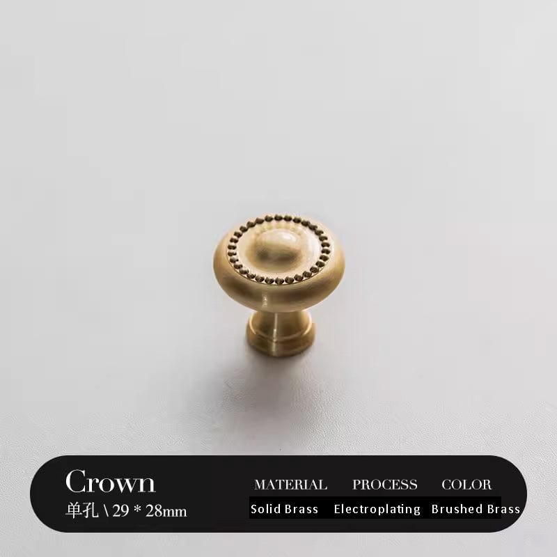 Goo-Ki Brushed Brass / Knob / 2 Pack Solid Brass Ripple Cabinet Handles Retro Bronze Drawer Pulls