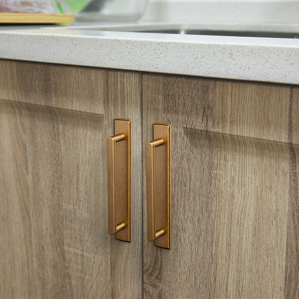 Goo-Ki Cabinet Handles with Back Plate Vintage Kitchen Drawer Pulls with Subtle Curves