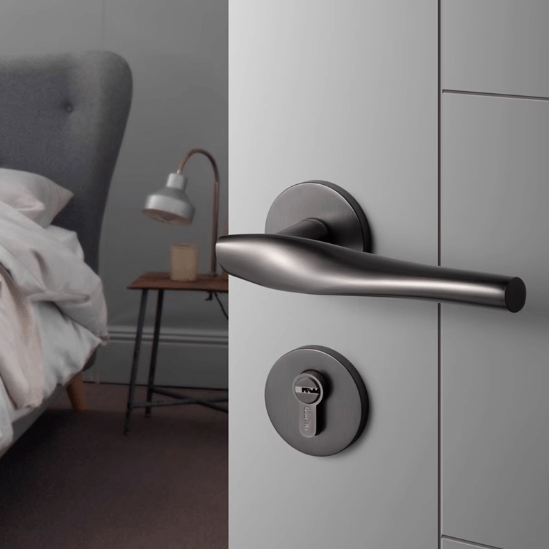 Goo-Ki Carpathian Gray / All Set Nordic Modern Door Lock Handle Luxury Interior Lock Set Door Hardware