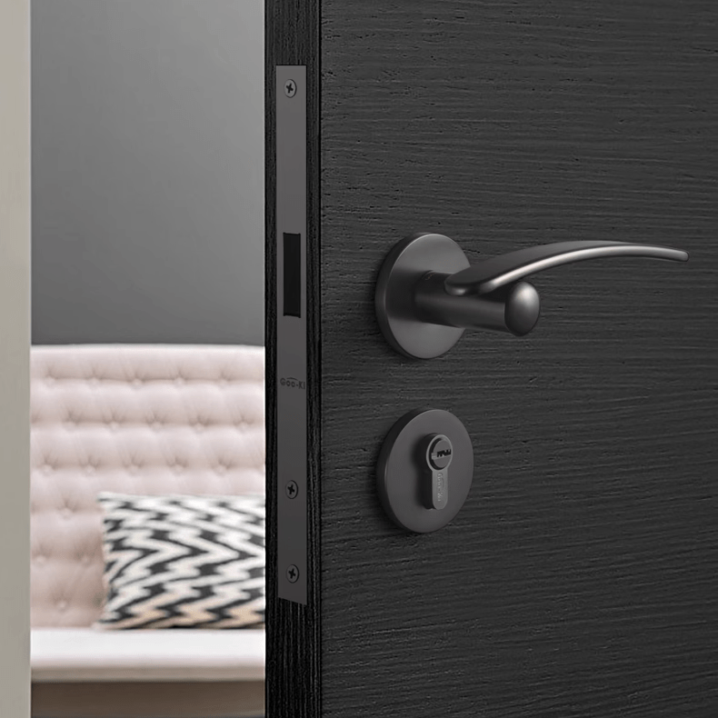Goo-Ki Carpathian Gray / All Set Streamline Silent Door Lock Bedroom Door Handle Interior Security Door Lock