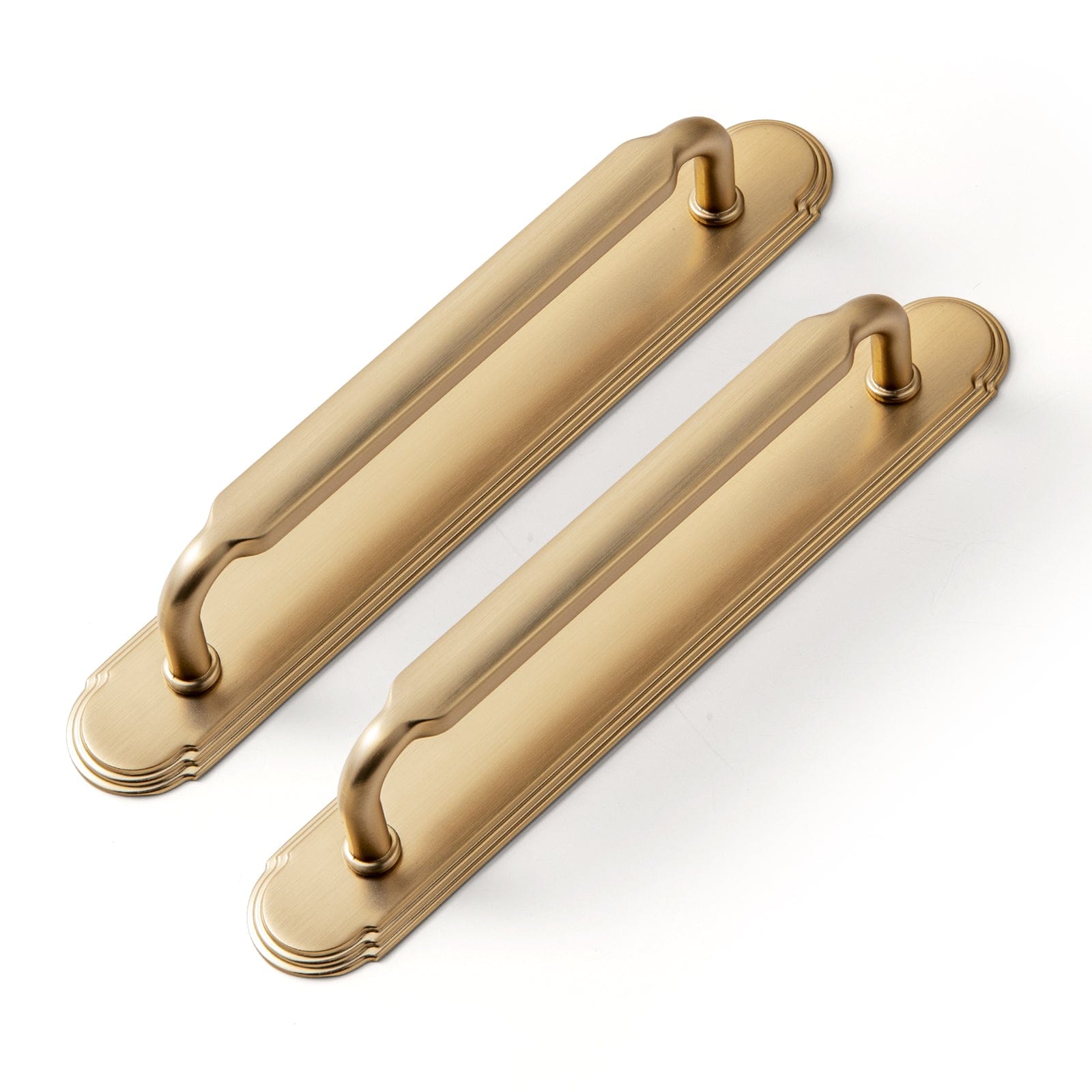 Goo-Ki Champagne Bronze / 5'' Hole Center / 2 Pack Antique Brass Cabinet Pulls with Oval-shaped Back Plate Zinc Alloy Drawer Handle with Long Back Plate G014