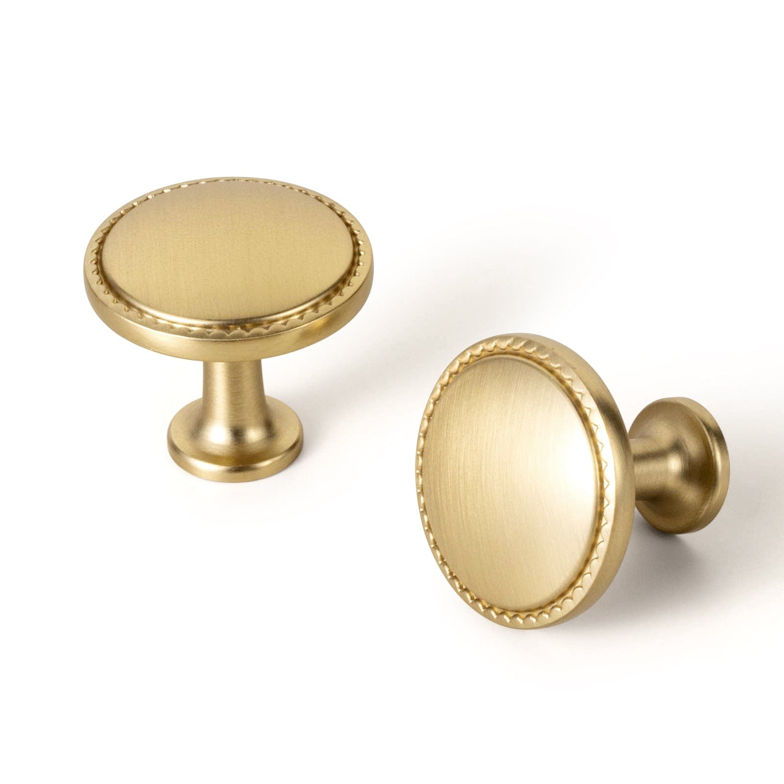 Goo-Ki Champagne Bronze / Knob / 6 Pack Classic Round Design Cabinet Knobs with Toothed Rim for Kitchen Drawers