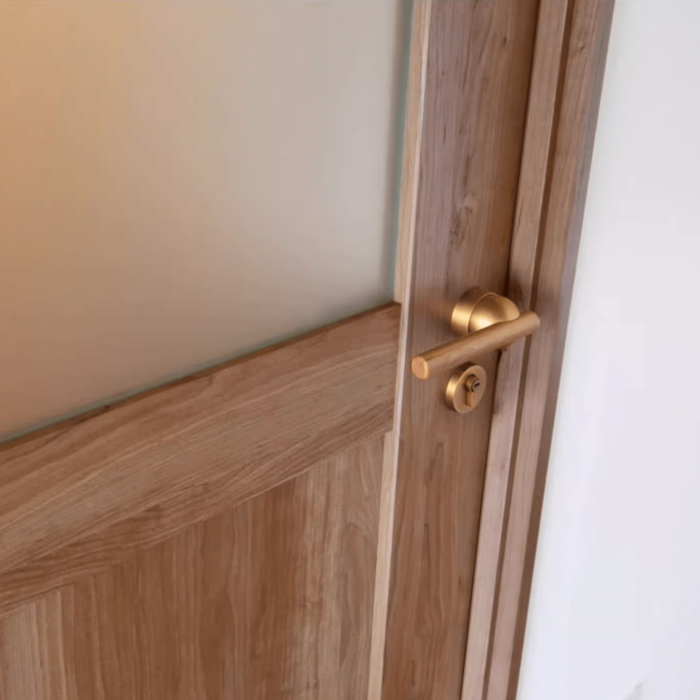 Goo-Ki Cherry Wood Door Lock Bedroom Interior Door Handle Anti-theft Home Security Door Lock