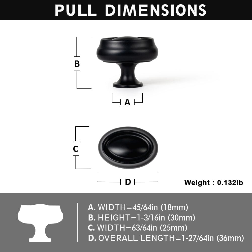 Goo-Ki Concave Design Round Knob Timeless Retro Cabinet Single Hole Knobs Multipack