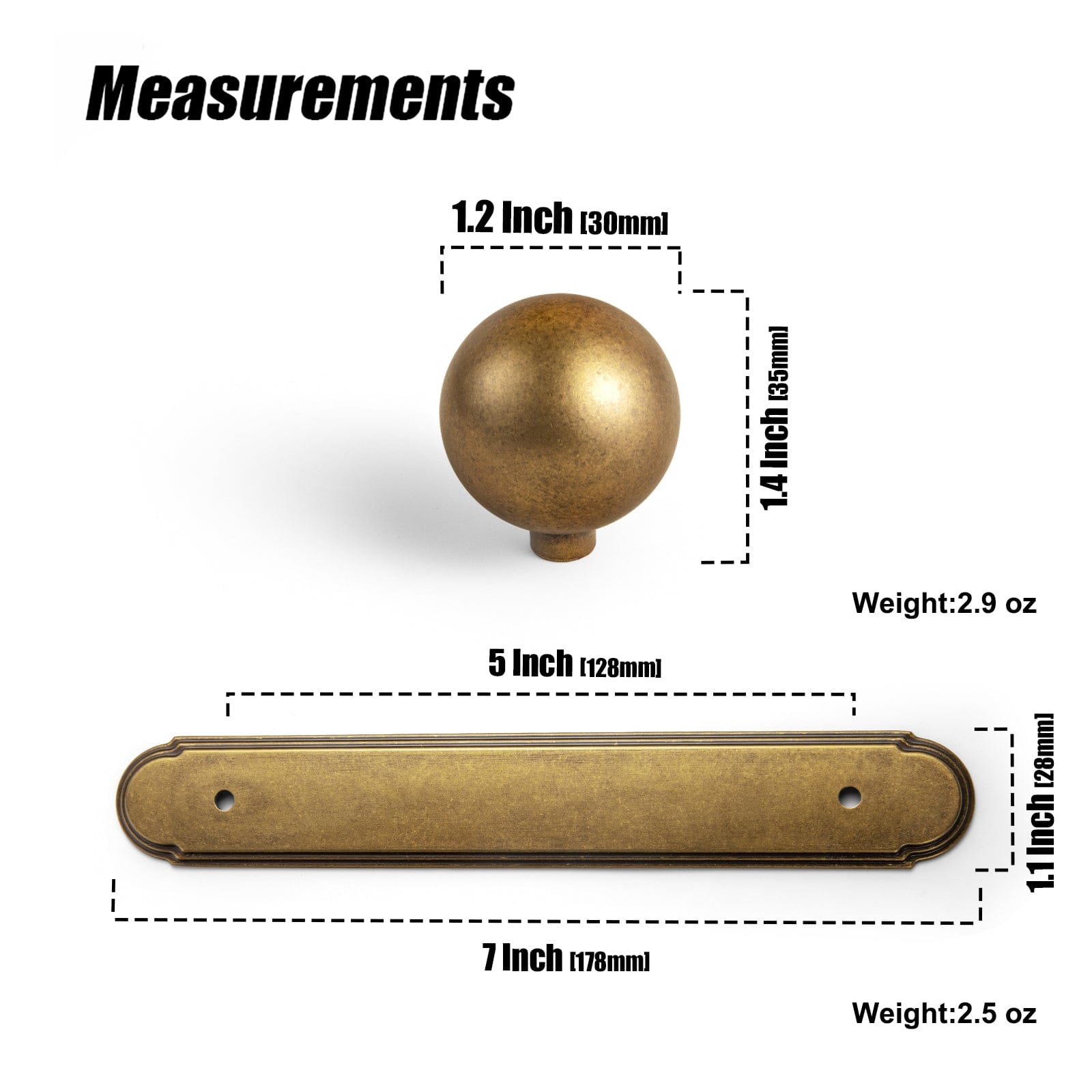 Goo-Ki Double 1.2'' Cabinet Knobs with Back Plate 5''/7.6'' Hole Center Cabinet Handle