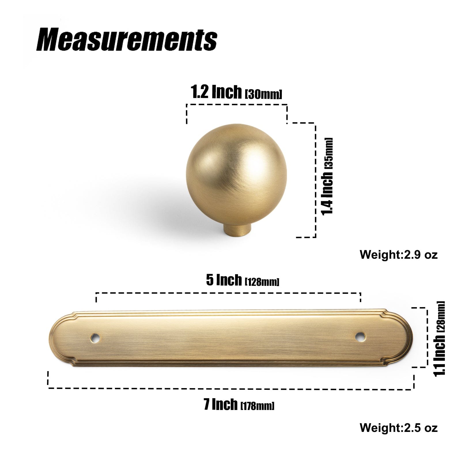 Goo-Ki Double 1.2'' Cabinet Knobs with Back Plate 5''/7.6'' Hole Center Cabinet Handle