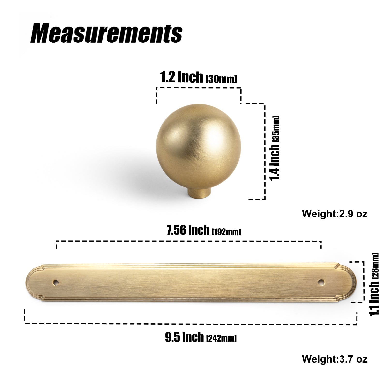 Goo-Ki Double 1.2'' Cabinet Knobs with Back Plate 5''/7.6'' Hole Center Cabinet Handle