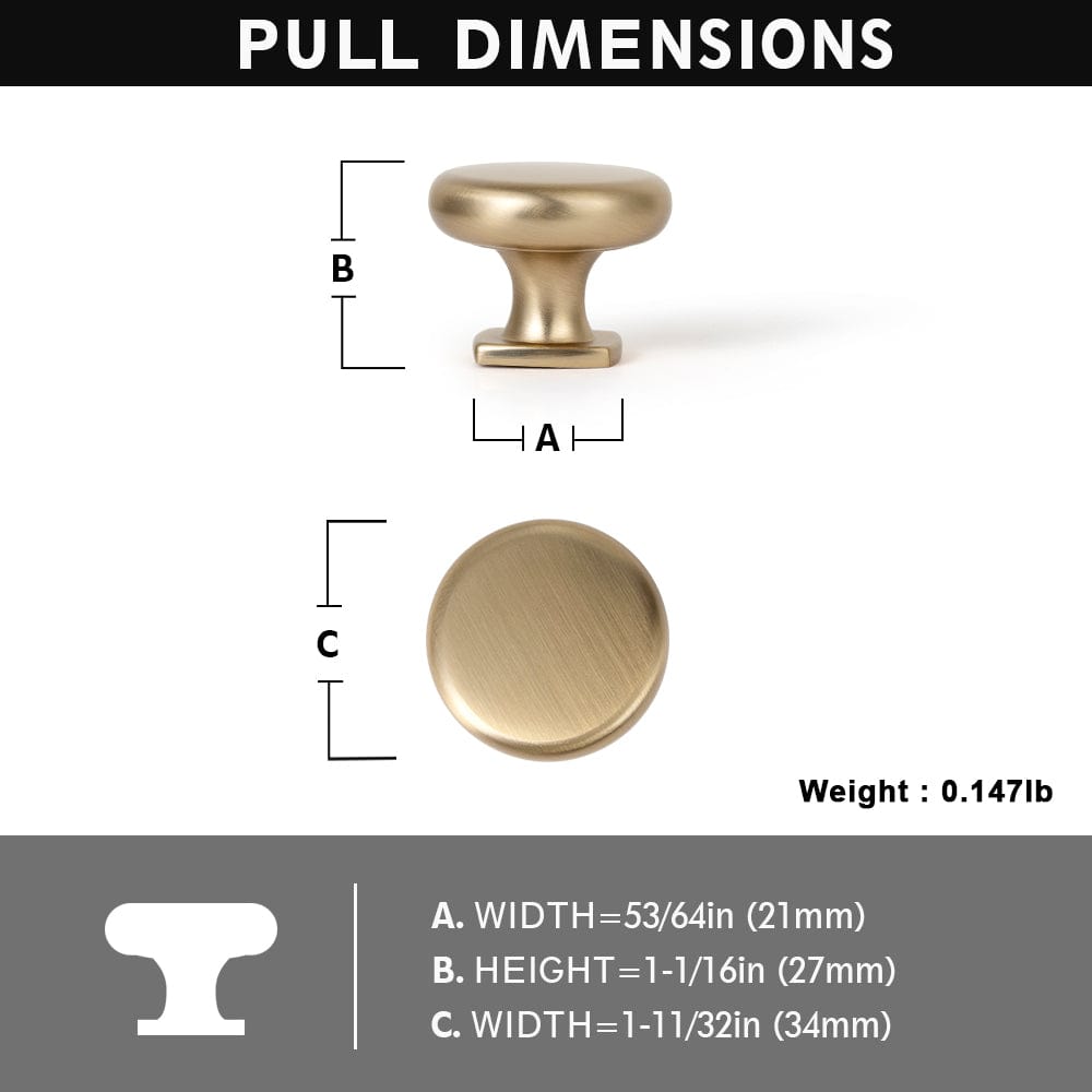 Goo-Ki Flat Round Classic Knob with Square Base Retro Cabinet Single Hole Knobs Multipack