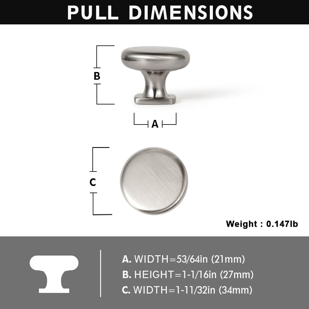 Goo-Ki Flat Round Classic Knob with Square Base Retro Cabinet Single Hole Knobs Multipack