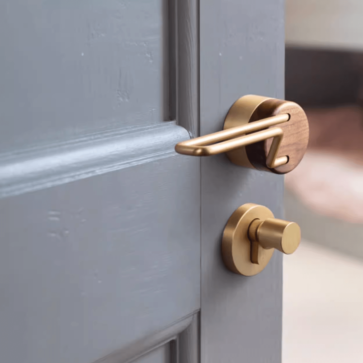Goo-Ki High-end Brass Black Walnut Door Lock Creative Door Handle Interior Mute Door Lock
