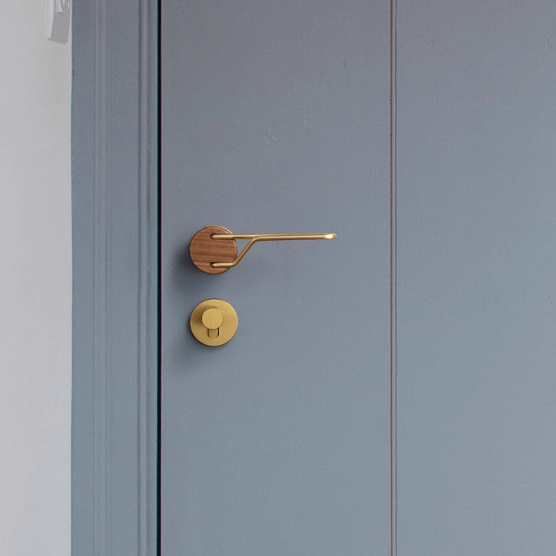 Goo-Ki High-end Brass Black Walnut Door Lock Creative Door Handle Interior Mute Door Lock