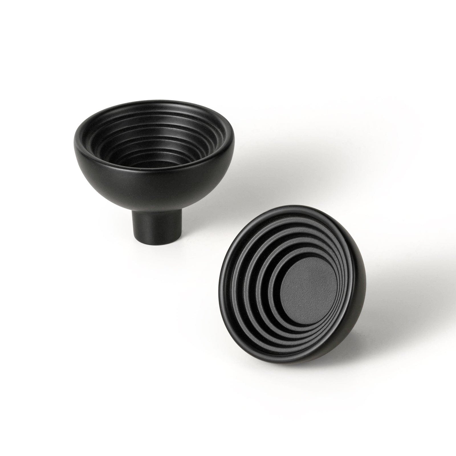 Goo-Ki Matte Black / 1.5'' Knob / 6 Pack Stylish Retro Style Drawer Knobs with Unique Grooved Design Rustic Hardware Set