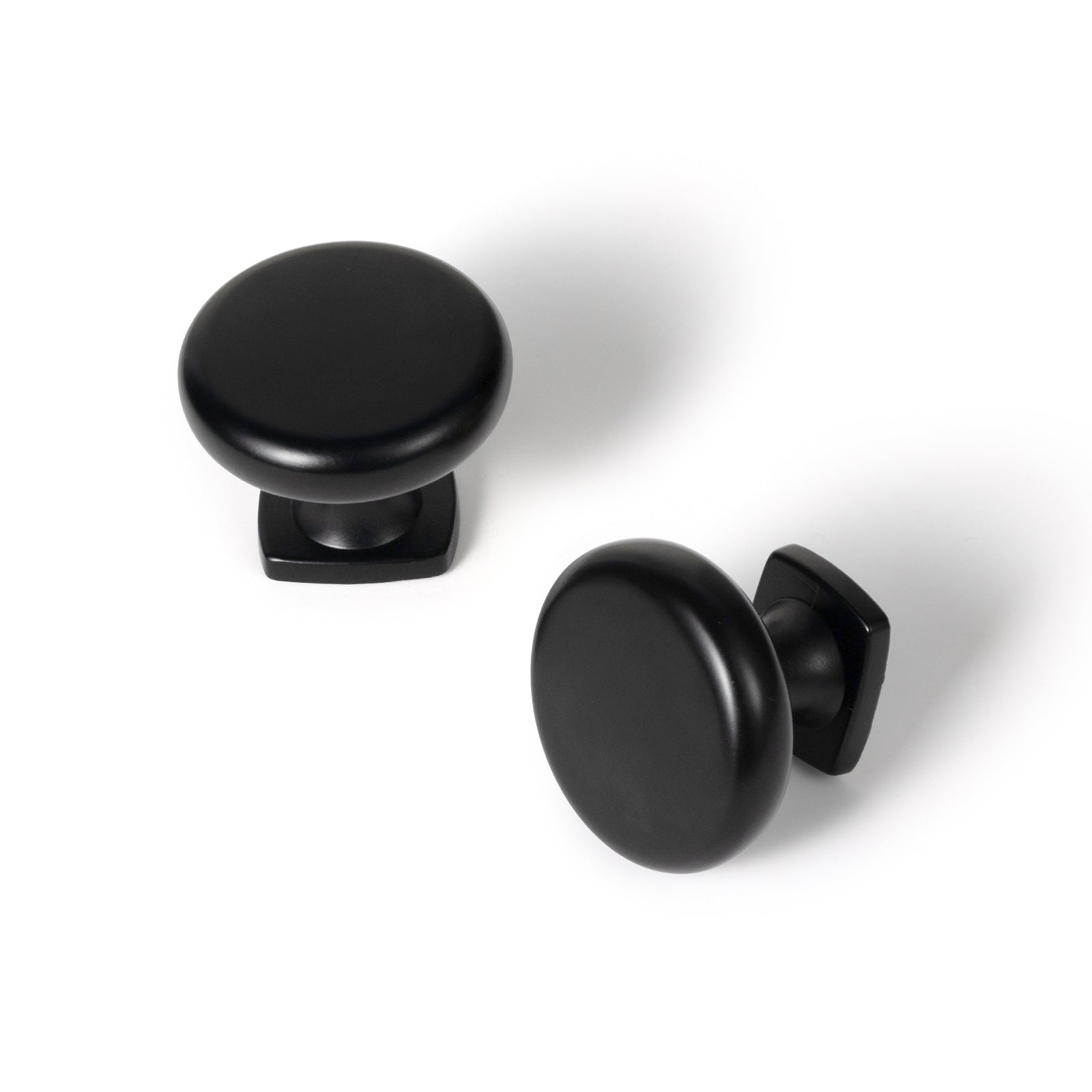 Goo-Ki Matte Black / Knob / 12 Pack Flat Round Classic Knob with Square Base Retro Cabinet Single Hole Knobs Multipack