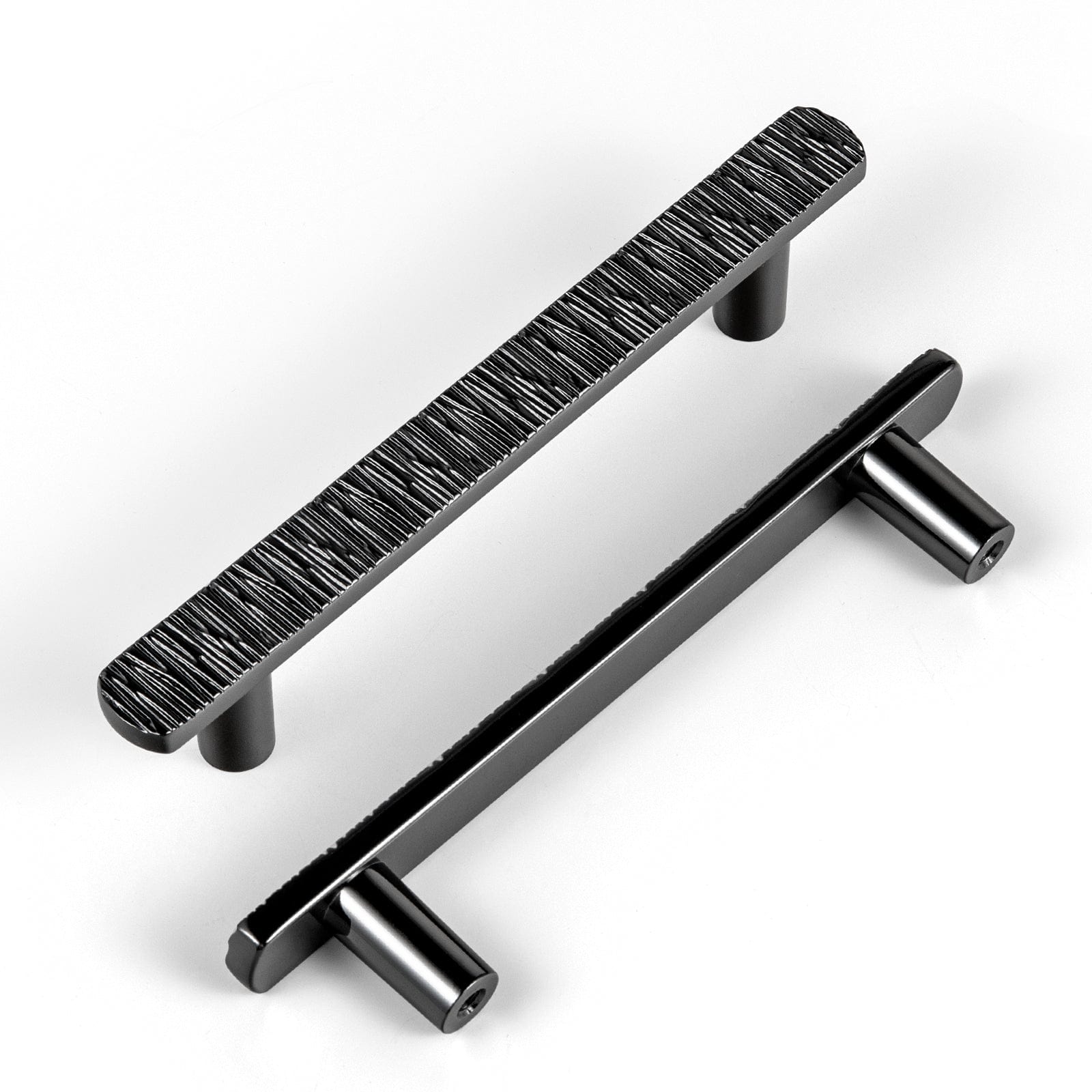 Goo-Ki Polished Black / 3.78'' Hole Center / 6 Pack Striped Hammerline Cabinet Pulls Light Luxury Elegant Kitchen Hardware