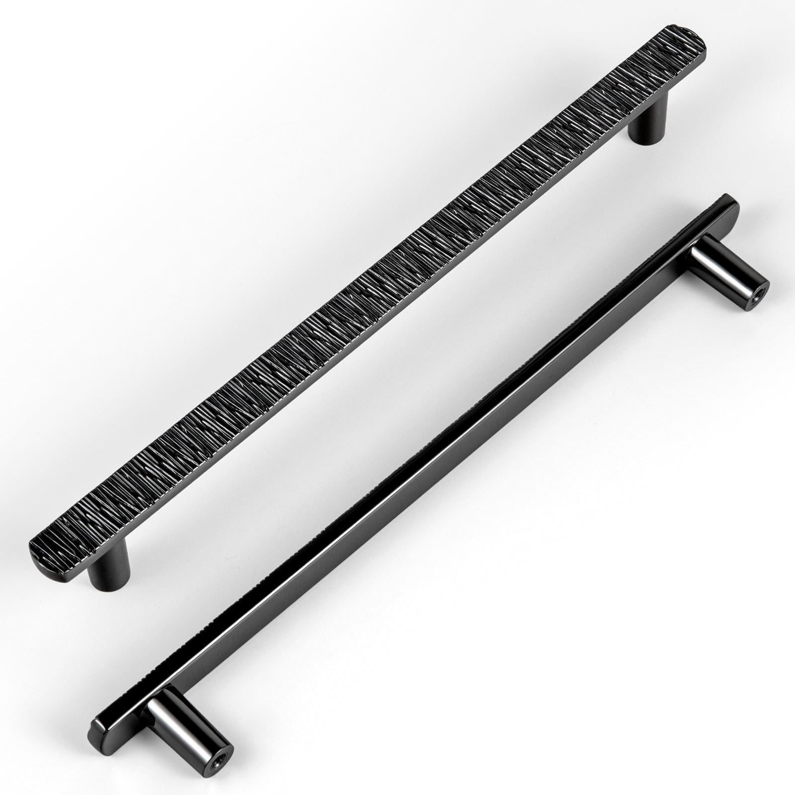 Goo-Ki Polished Black / 7.6'' Hole Center / 6 Pack Striped Hammerline Cabinet Pulls Light Luxury Elegant Kitchen Hardware