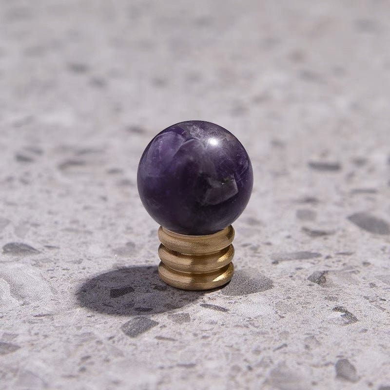 Goo-Ki Purple (Crystal) / Small / 6 Pack Crystal Jade Stone Knob Mid-Century Brass Cabinet Handle Furniture Hardware