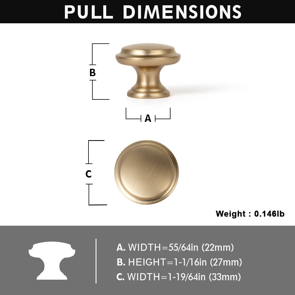 Goo-Ki Retro Round Knob Button Shape Stylish Single Hole Cabinet Knobs Multipack