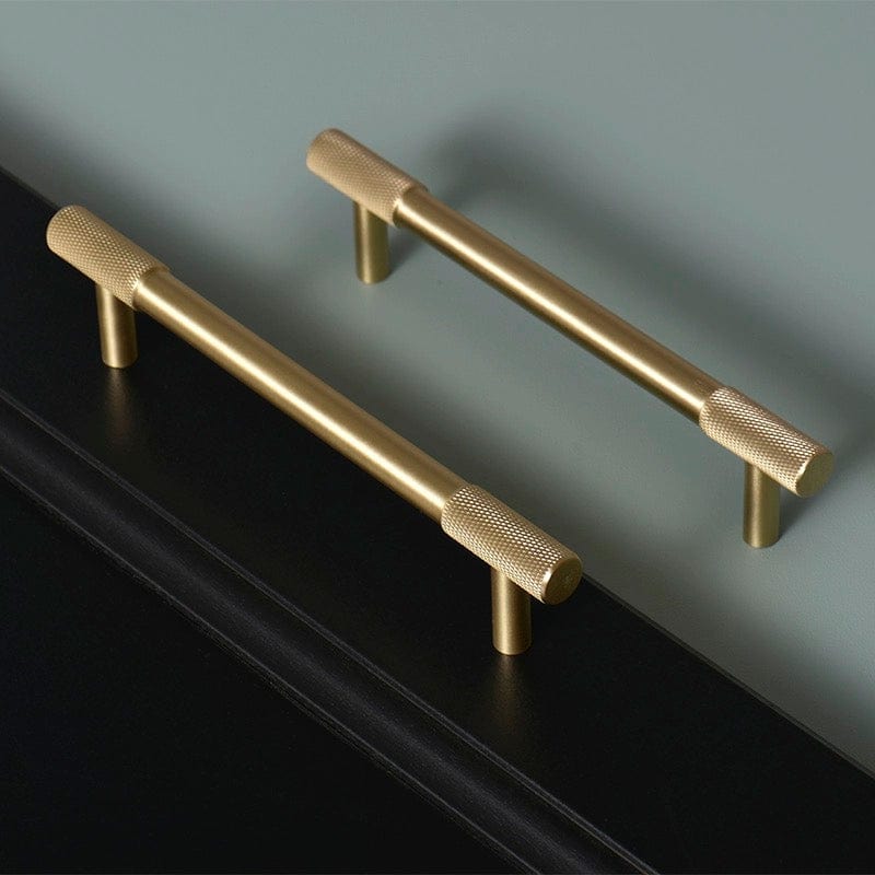 Goo-Ki Satin Brass Knurled Cabinet Handles T Bar Drawer Pulls