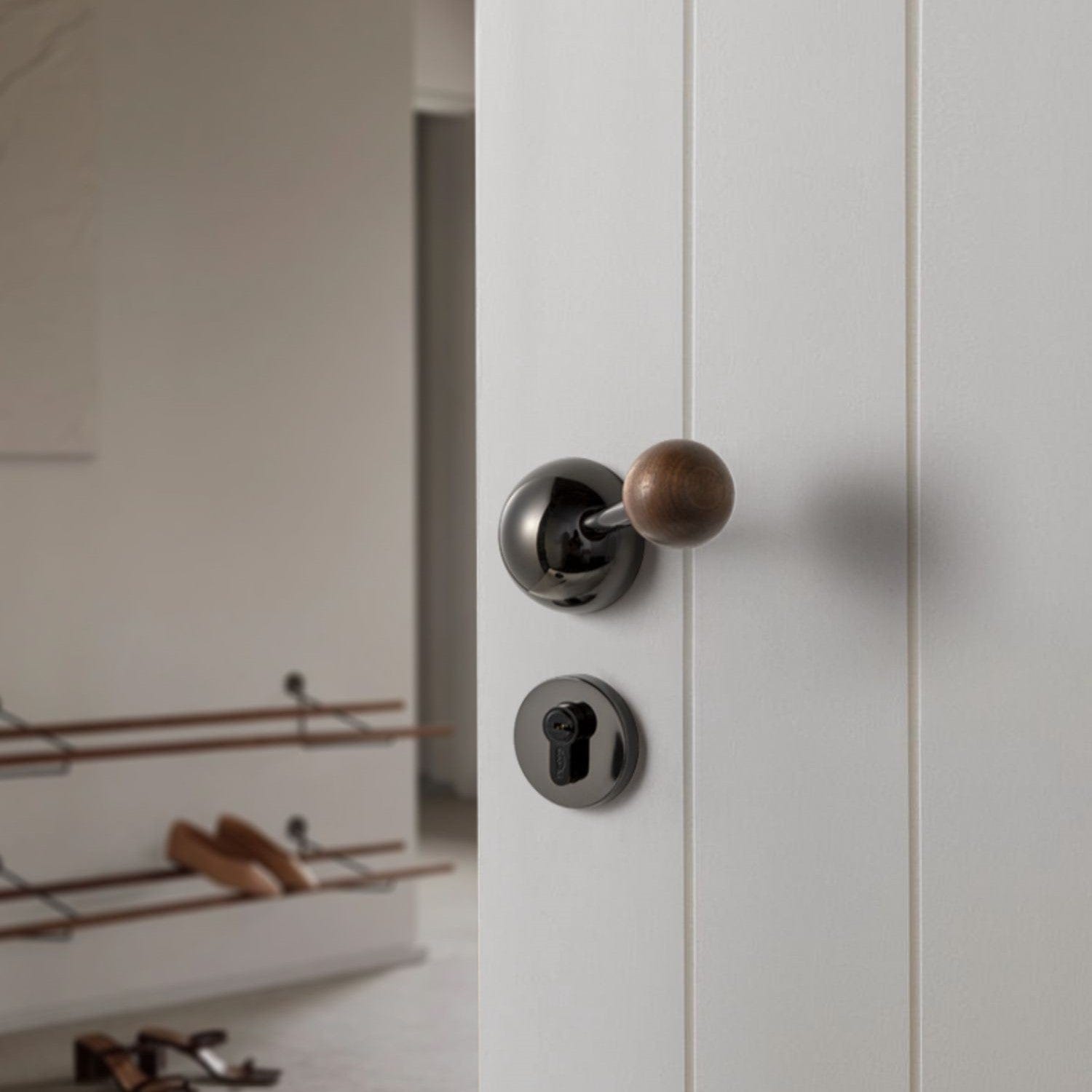 Goo-Ki Semicircle Black Walnut Door Lock American Style Interior Bedroom Door Lock